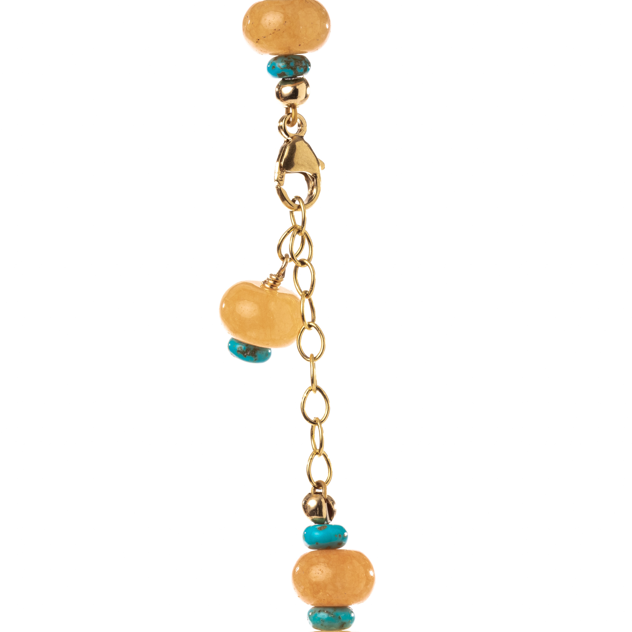 The Drea Necklace, Orange Jade & Turquoise