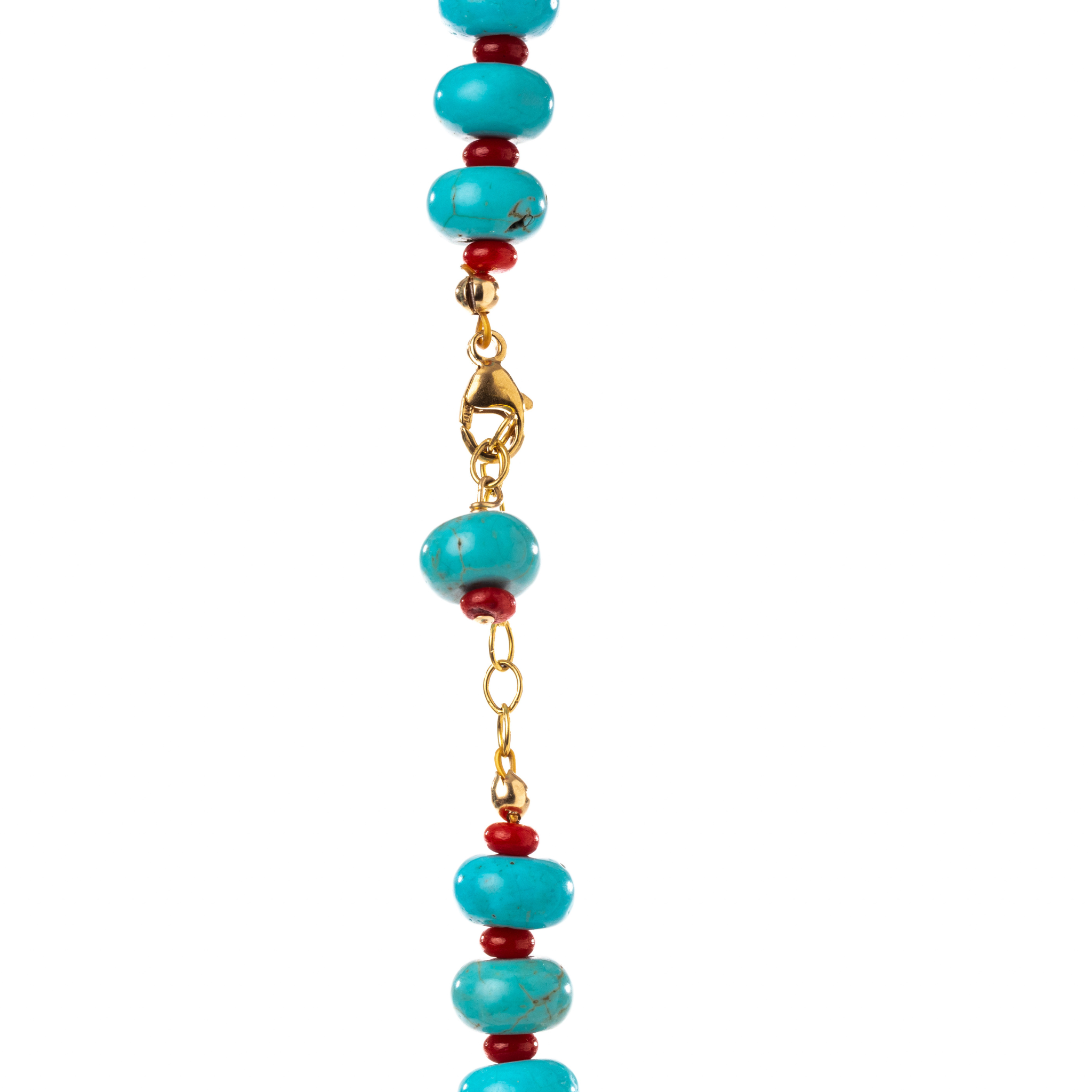 The Drea Necklace, Turquoise & Red Jade