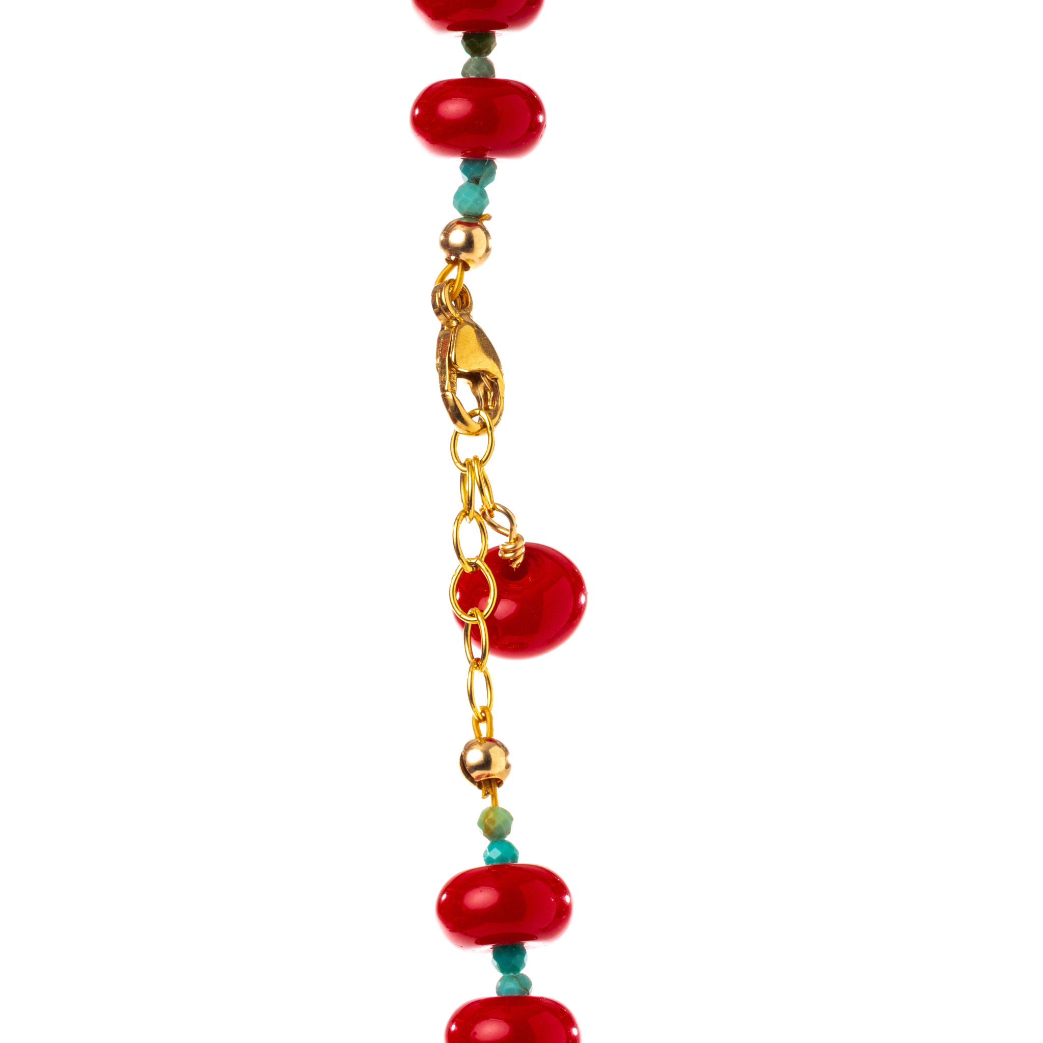 The Drea Necklace, Red Coral Jade & Turquoise