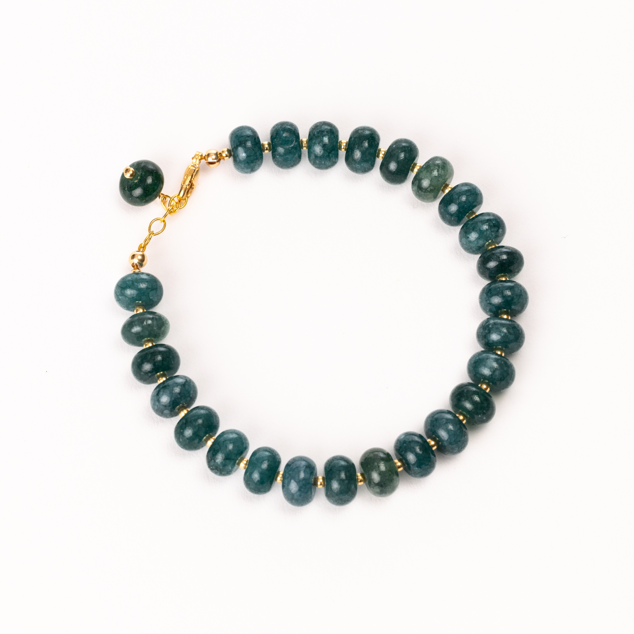 Emma Bracelet, Dark Green/Blue Jade