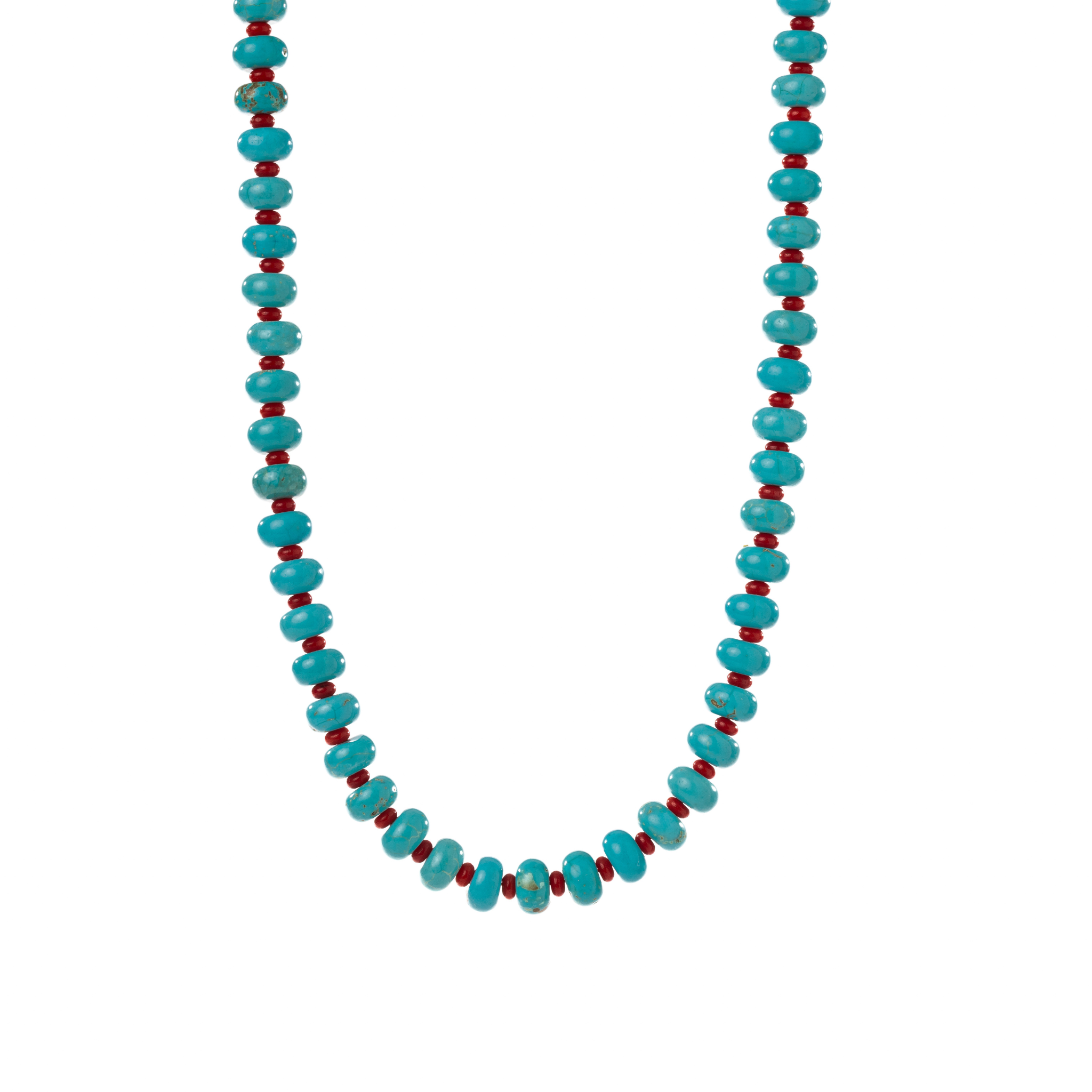The Drea Necklace, Turquoise & Red Jade